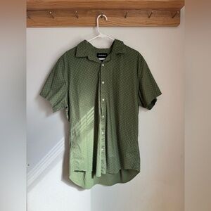 Bonobos Olive Green Short Sleeve Button-Down with Micro Dot Print